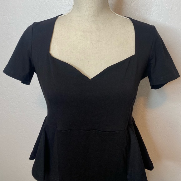 ASOS Maternity Black Peplum Short Sleeve Dress Size US 10 NWT - Picture 3 of 7